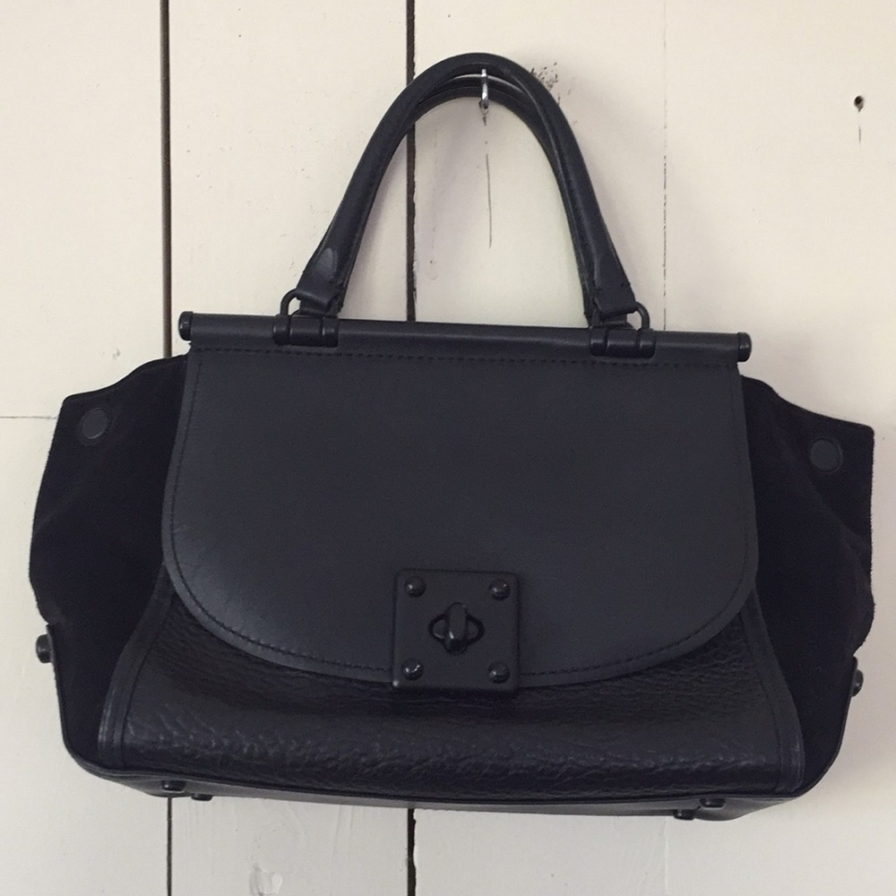 Coach mixed leather satchel, Drifter, black